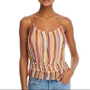 FRAME XS Sunrise Multi Stripe Silk‎ Blend Cami Tank Top Sleeveless Blouse